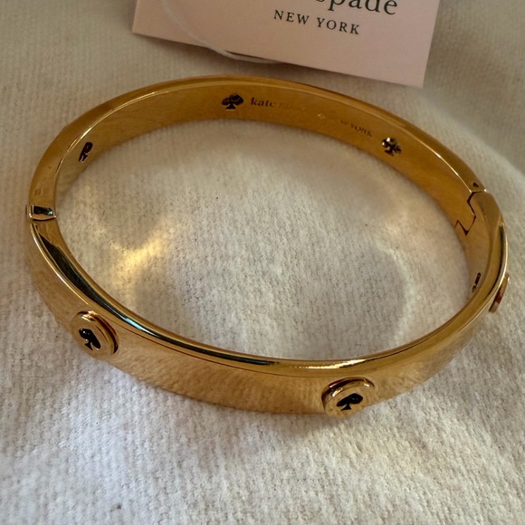 Kate Spade studded Gold Hinged banger Bracelet - Picture 3 of 13